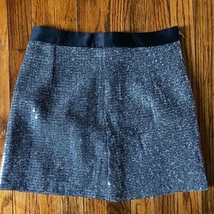 Silver Sequin Mini Skirt